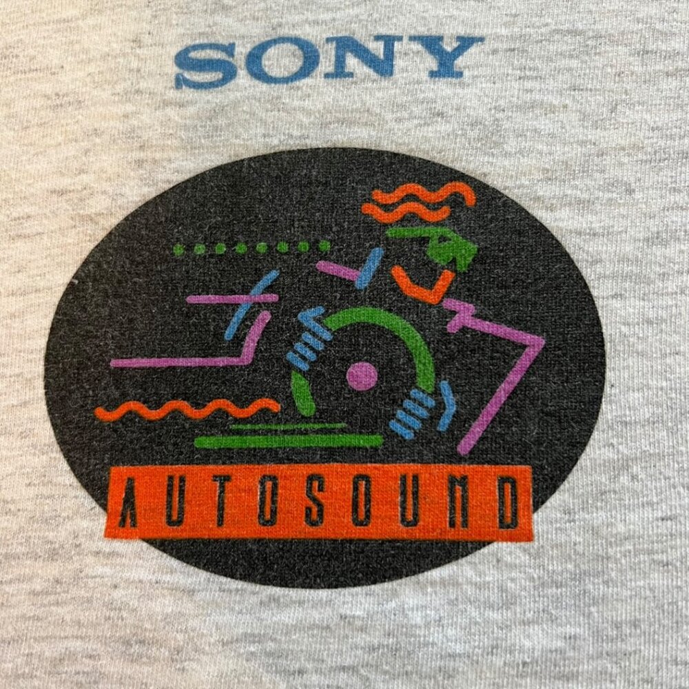 Sony Autosound Promo T-Shirt XL VTG 90s Heather Gray Made in USA Single Stitch